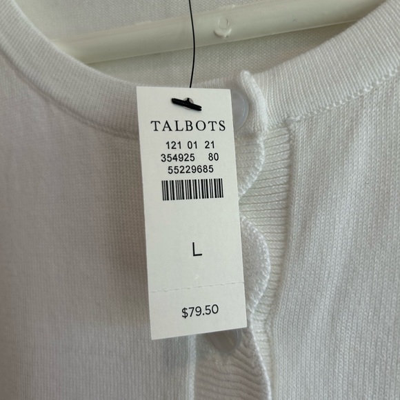 NWT Talbots White Scalloped Cardigan - Picture 3 of 5